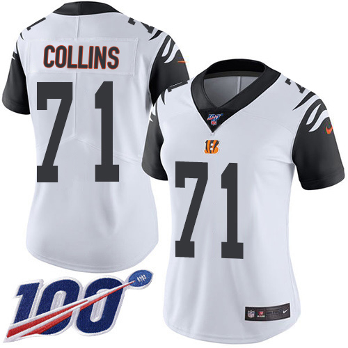 Bengals #71 La'el Collins White Women's Stitched Limited Rush 100th Season Jersey