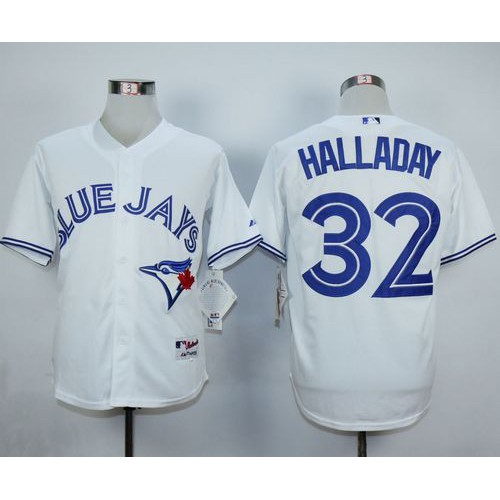 Toronto Blue Jays #32 Roy Halladay White Cool Base Stitched Jersey Men's