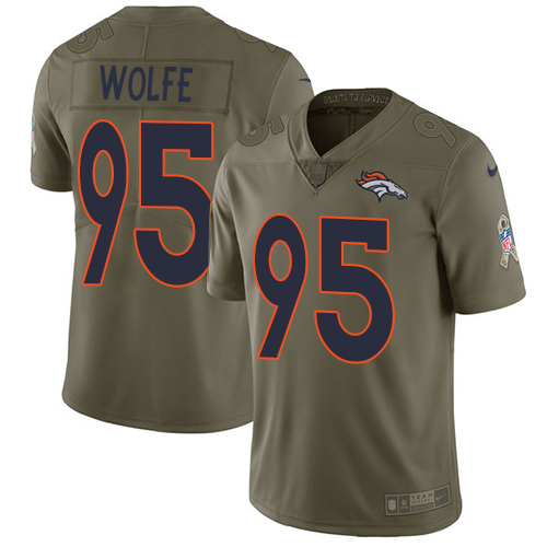 Denver Broncos #95 Derek Wolfe Olive Youth Stitched Limited 2017 Salute to Service Jersey Youth