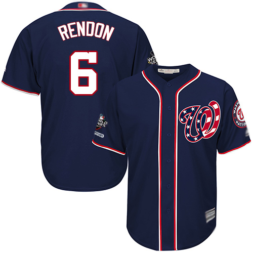Washington Nationals #6 Anthony Rendon Navy Blue New Cool Base 2019 World Series Champions Stitched Jersey Men's