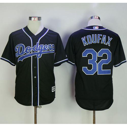 Los Angeles Dodgers #32 Sandy Koufax Black Fashion Stitched Jersey Men's