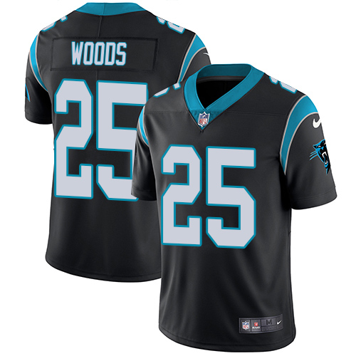 Panthers #25 Xavier Woods Black Team Color Youth Stitched Vapor Untouchable Limited Jersey