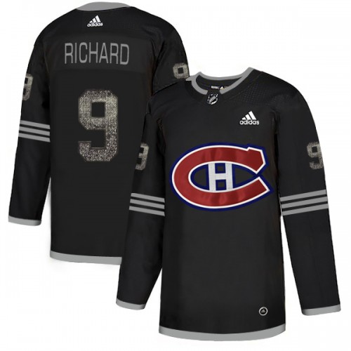 Adidas Montreal Canadiens #9 Maurice Richard Black Authentic Classic Stitched Jersey Men's