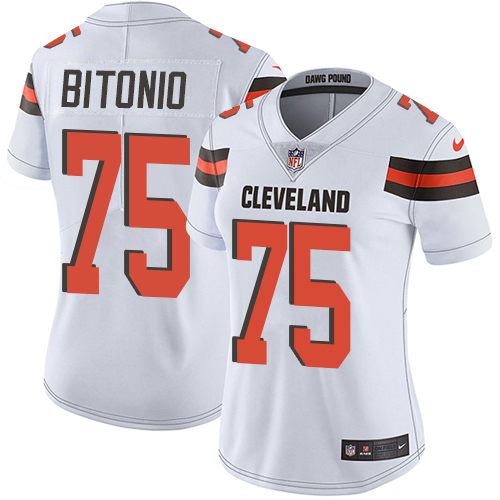 Cleveland Browns #75 Joel Bitonio White Women's Stitched Vapor Untouchable Limited Jersey Womens
