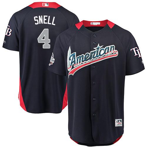 Tampa Bay Rays #4 Blake Snell Navy Blue 2018 All-Star American League Stitched Jersey Men's