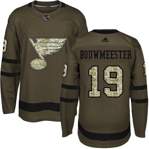 Adidas St. Louis Blues #19 Jay Bouwmeester Green Salute to Service Stitched Jersey Men's