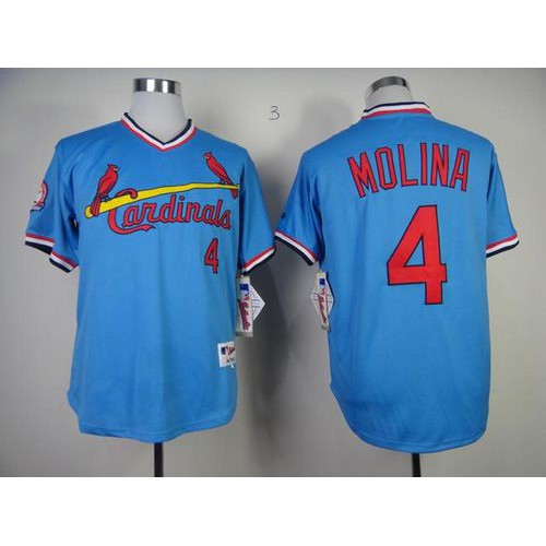 St.Louis Cardinals #4 Yadier Molina Blue 1982 Turn Back The Clock Stitched Jersey Men's