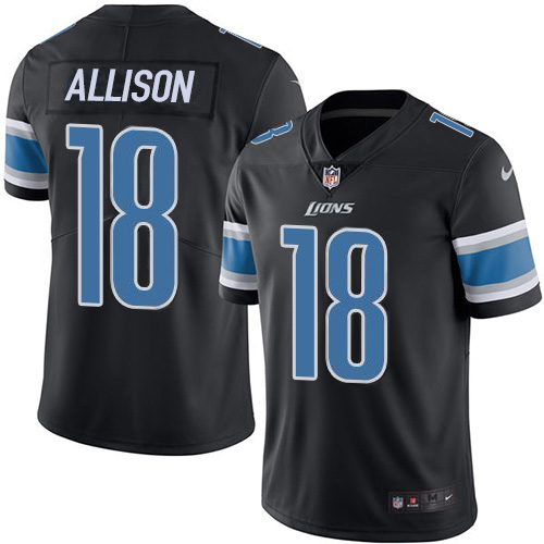 Detroit Lions #18 Geronimo Allison Black Men's Stitched Limited Rush Jersey Men's