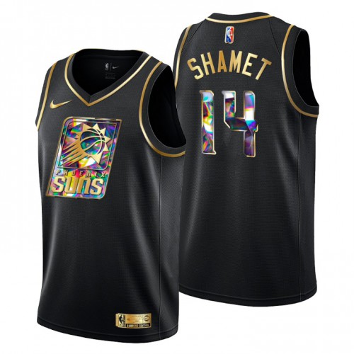 Phoenix Phoenix Suns #14 Landry Shamet Mens Golden Edition Diamond Logo 2021/22 Swingman Jersey - Black Mens