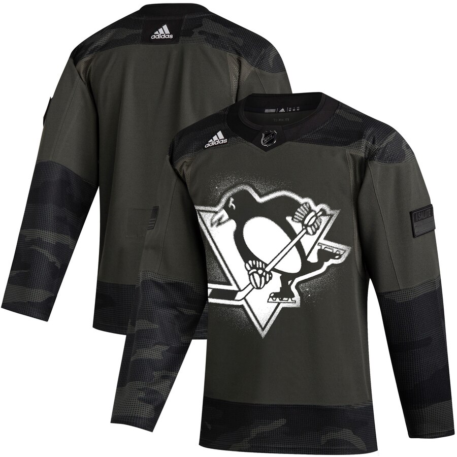 Pittsburgh Penguins Adidas 2019 Veterans Day Authentic Practice Jersey Camo