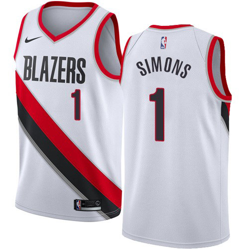 Portland Trail Blazers #1 Anfernee Simons White Womens Swingman Association Edition Jersey Womens