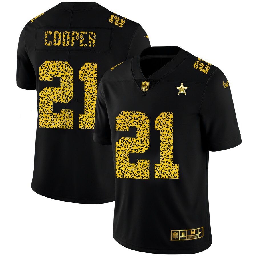 Dallas Cowboys #21 Ezekiel Elliott Men's Leopard Print Fashion Vapor Limited Jersey Black