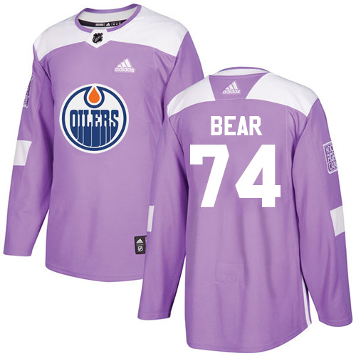 Adidas Edmonton Oilers #74 Ethan Bear Purple Authentic Fights Cancer Stitched Youth Jersey Youth