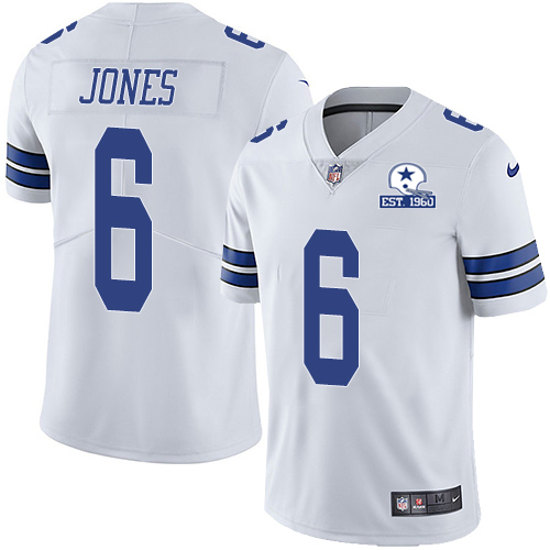 Dallas Cowboys #6 Chris Jones White Men's Stitched With Established In 1960 Patch Vapor Untouchable Limited Jersey Men's