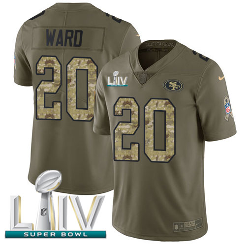 San Francisco 49ers #20 Jimmie Ward Olive/Camo Super Bowl LIV 2020 Youth Stitched Limited 2017 Salute To Service Jersey Youth