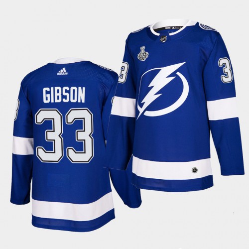Adidas Tampa Bay Lightning #33 Christopher Gibson Blue Home Authentic 2021 Stanley Cup Final Patch Jersey Youth