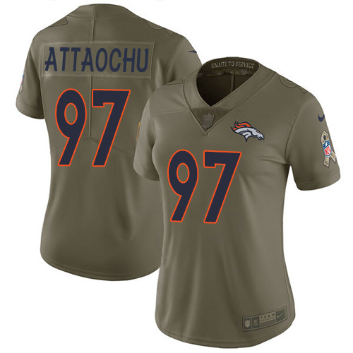 Denver Broncos #97 Jeremiah Attaochu Olive Women's Stitched Limited 2017 Salute To Service Jersey Womens
