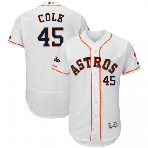 Houston Houston Astros #45 Gerrit Cole Majestic 2019 Postseason Authentic Flex Base Player Jersey White Men's
