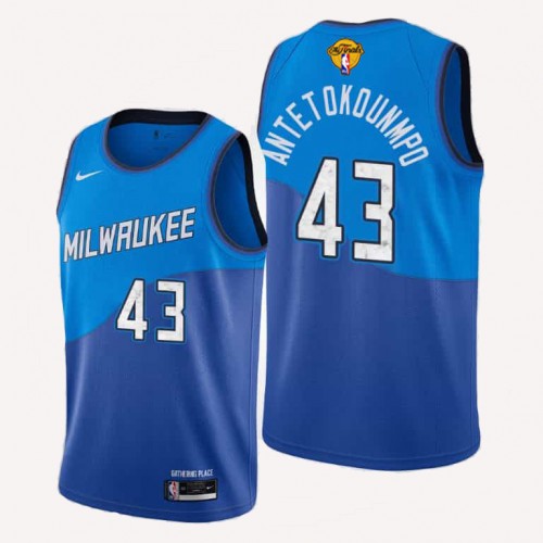Milwaukee Bucks #43 Thanasis Antetokounmpo Youth 2021 Finals Bound City Edition Jersey Blue Youth