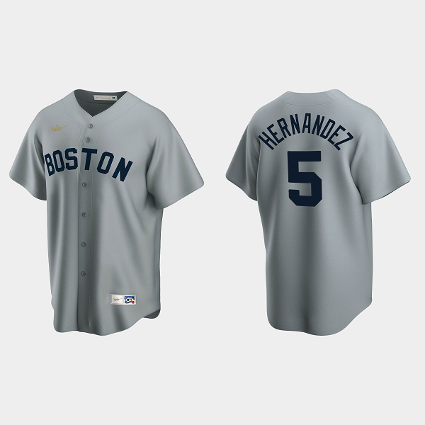 Men's Youth Women's Boston Red Sox #5 Enrique Hernandez Cooperstown Collection Road Cool Base Jersey - Gray