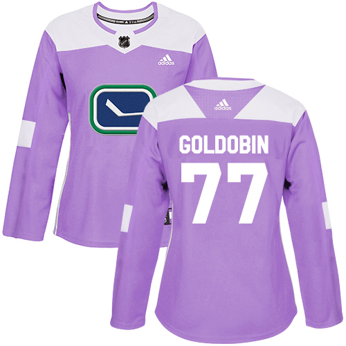 Adidas Vancouver Canucks #77 Nikolay Goldobin Purple Authentic Fights Cancer Women's Stitched Jersey Womens