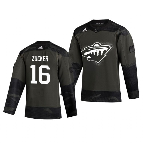 Minnesota Minnesota Wild #16 Jason Zucker Adidas 2019 Veterans Day Men's Authentic Practice Jersey Camo Men's