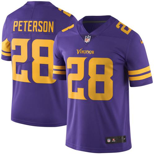 Minnesota Vikings #28 Adrian Peterson Purple Youth Stitched Limited Rush Jersey Youth