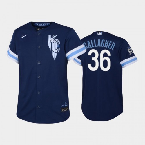 Kansas City Kansas City Royals #36 Cam Gallagher Youth Replica 2022 City Connect Navy Jersey Youth
