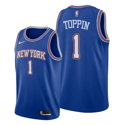 New York Knicks #1 Obi Toppin Navy 2019-20 Statement Edition Jersey Mens