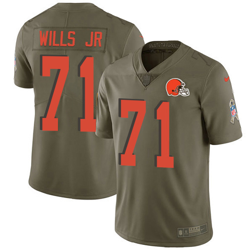 Cleveland Browns #71 Jedrick Wills JR Olive Men's Stitched Limited 2017 Salute To Service Jersey Men's