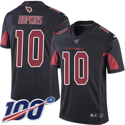 Cardinals #10 DeAndre Hopkins Black Men's Stitched Limited Rush 100th Season Jersey
