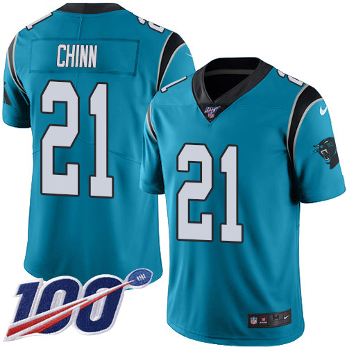 Panthers #21 Jeremy Chinn Blue Men's Stitched Limited Rush 100th Season Jersey
