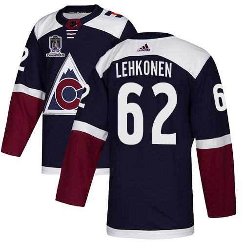 Adidas Colorado Avalanche #62 Artturi Lehkonen Navy 2022 Stanley Cup Champions Alternate Authentic Stitched Jersey Men's