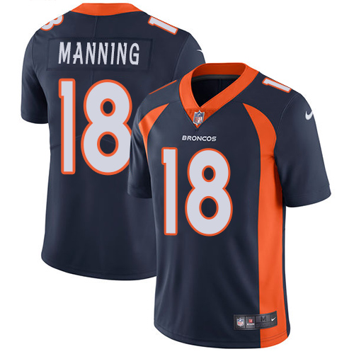 Broncos #18 Peyton Manning Navy Blue Alternate Men's Stitched Vapor Untouchable Limited Jersey