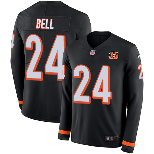 Cincinnati Bengals #24 Vonn Bell Black Team Color Men's Stitched Limited Therma Long Sleeve Jersey Men's