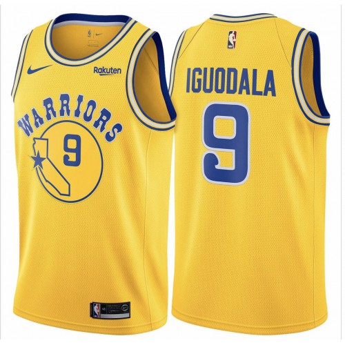 Golden State Warriors #9 Andre Iguodala Gold Throwback Swingman Hardwood Classics Jersey Mens