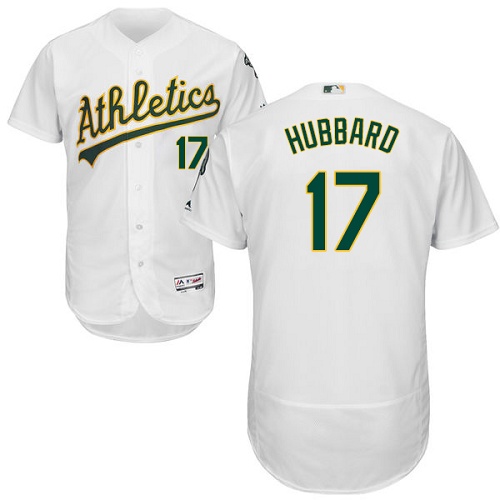 Oakland Athletics #17 Glenn Hubbard White Flexbase Authentic Collection Stitched Jersey Men's