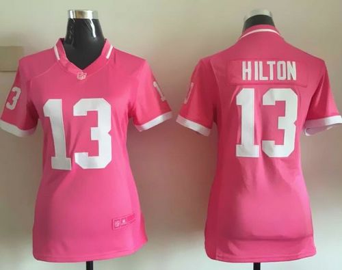 Colts #13 T.Y. Hilton Pink Women's Stitched Elite Bubble Gum Jersey