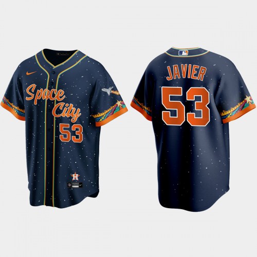 Houston Houston Astros #53 Cristian Javier Navy Men's 2021 City Connect Replica Jersey Men's