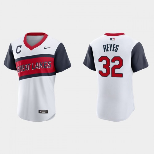 Cleveland Guardians #32 Franmil Reyes Men's White 2021 Little League Class Authentic Jersey Men's