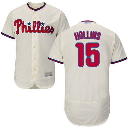 Philadelphia Phillies #15 Dave Hollins Cream Flexbase Authentic Collection Stitched Jersey Men's