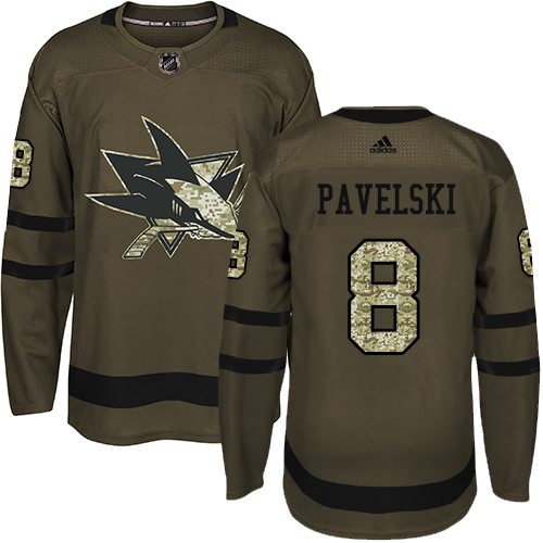 Adidas San Jose Sharks #8 Joe Pavelski Green Salute to Service Stitched Youth Jersey Youth