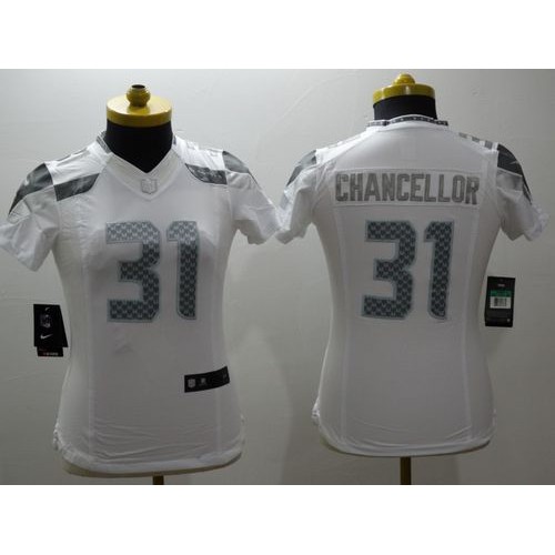 Seattle Seahawks #31 Kam Chancellor White Women's Stitched Limited Platinum Jersey Womens