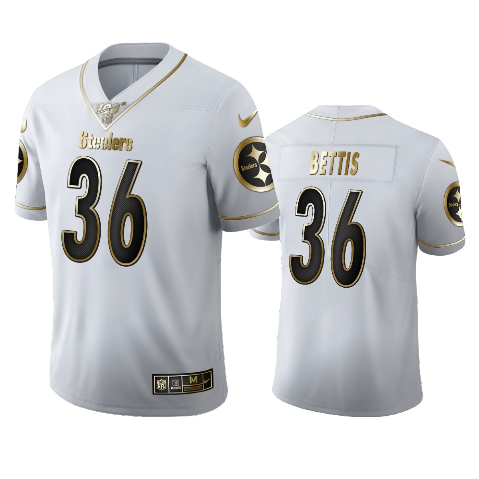 Pittsburgh Steelers #36 Jerome Bettis Men's White Golden Edition Vapor Limited 100 Jersey