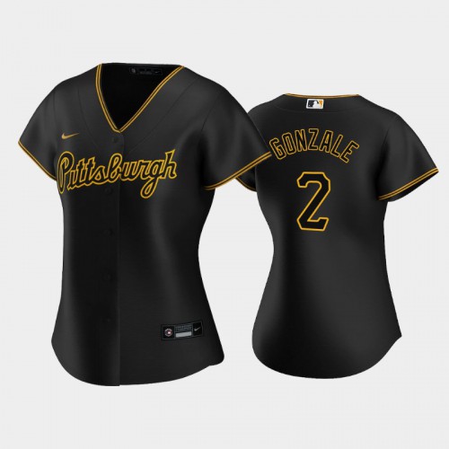 Pittsburgh Pittsburgh Pirates #2 Erik Gonzalez Game Women's Alternate Jersey - Black Womens