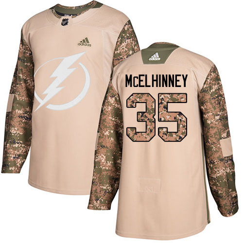 Adidas Tampa Bay Lightning #35 Curtis McElhinney Camo Authentic 2017 Veterans Day Stitched Jersey Men's
