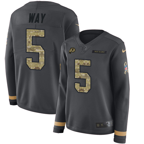 Washington Commanders #5 Tress Way Anthracite Salute to Service Women's Stitched Limited Therma Long Sleeve Jersey Womens