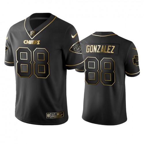 Kansas City Chiefs #88 Tony Gonzalez Black Golden Limited Edition Stitched Jersey Men's