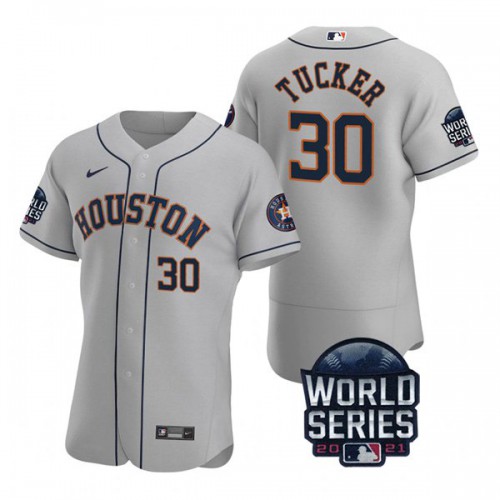 Houston Houston Astros #30 Kyle Tucker Men's 150th Anniversary 2021 World Series Authentic Jersey - Gray Men's