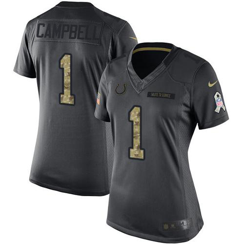 Colts #1 Parris Campbell Black Women's Stitched Limited 2016 Salute To Service Jersey